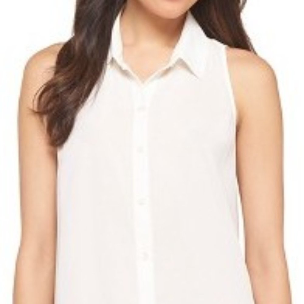 H&M White Sleeveless Blouse Top Size 4